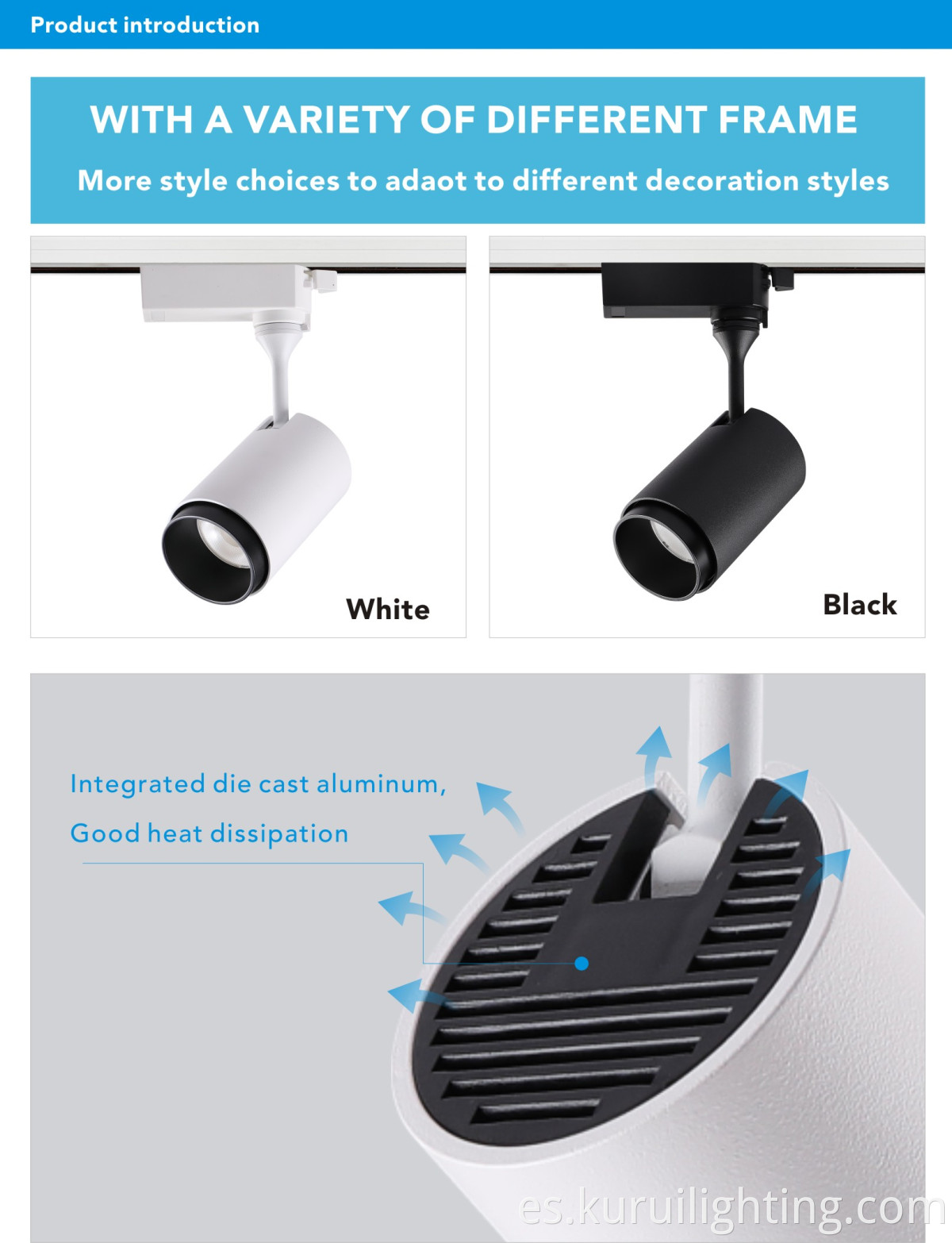 15/20W COB 3 cables Luz de pista LED de interior